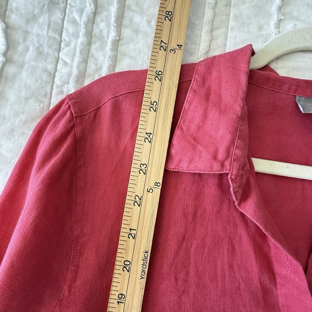 JJill 100% Linen Shirt Woman S Feminine Coastal Beach Euro Summer Vacay Pink - Picture 6 of 7